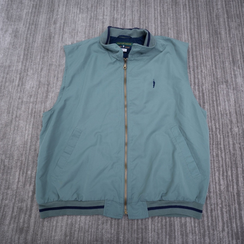 Eagles‎ Ridge 19th Hole Golf Vest Mens Large Green Full Zip Mesh Lined 111167B